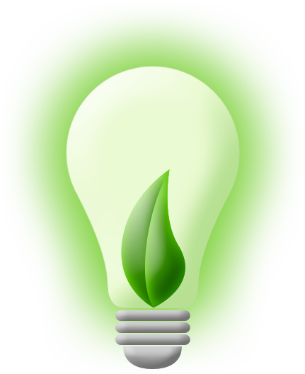 Bild: Energietechnik - Glühbirne mit Blatt